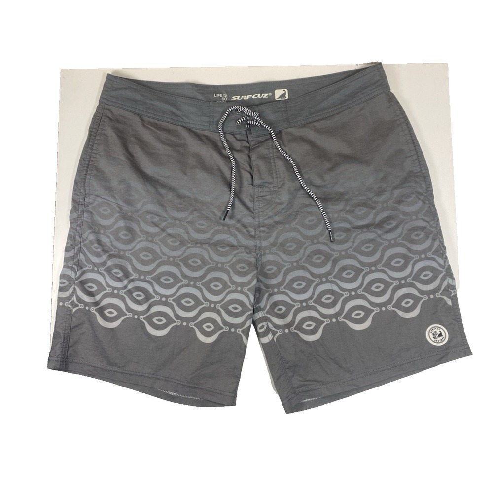 Surfcuz Men Swim Shorts 38‎ Gray Board Shorts Cotton Blend Polyester